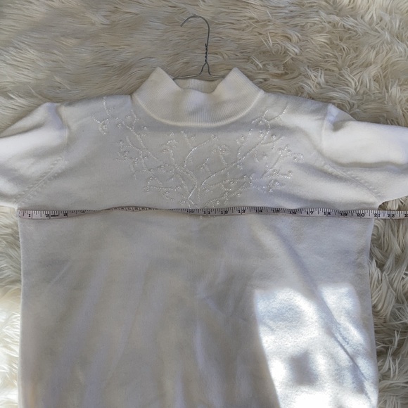 Dress barn white bedazzled Beaded embellished snow mock neck elegant sweater m - Picture 14 of 17